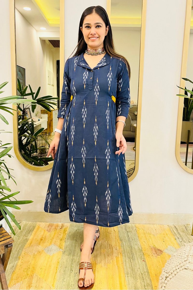 NAVY IKAT BOHO DRESS - salesmania