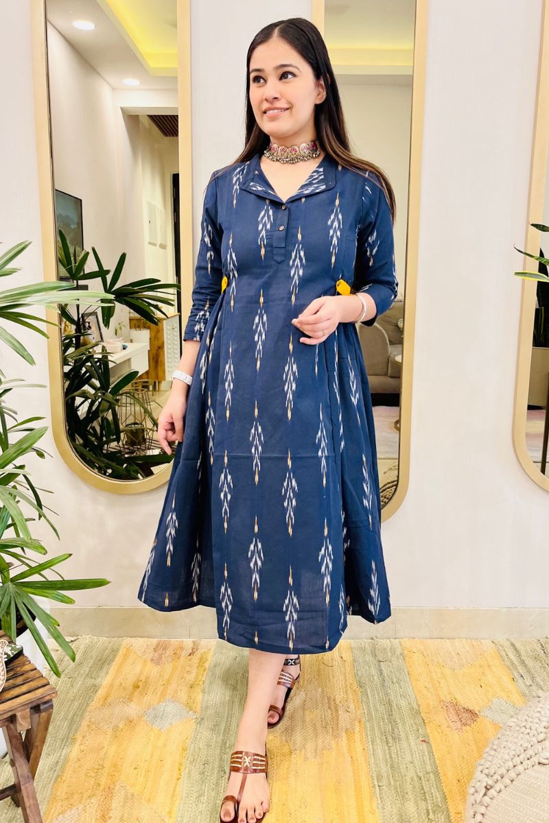 NAVY IKAT BOHO DRESS - salesmania