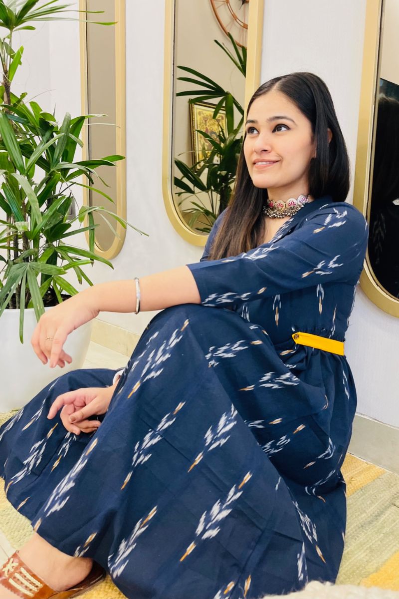 NAVY IKAT BOHO DRESS - salesmania
