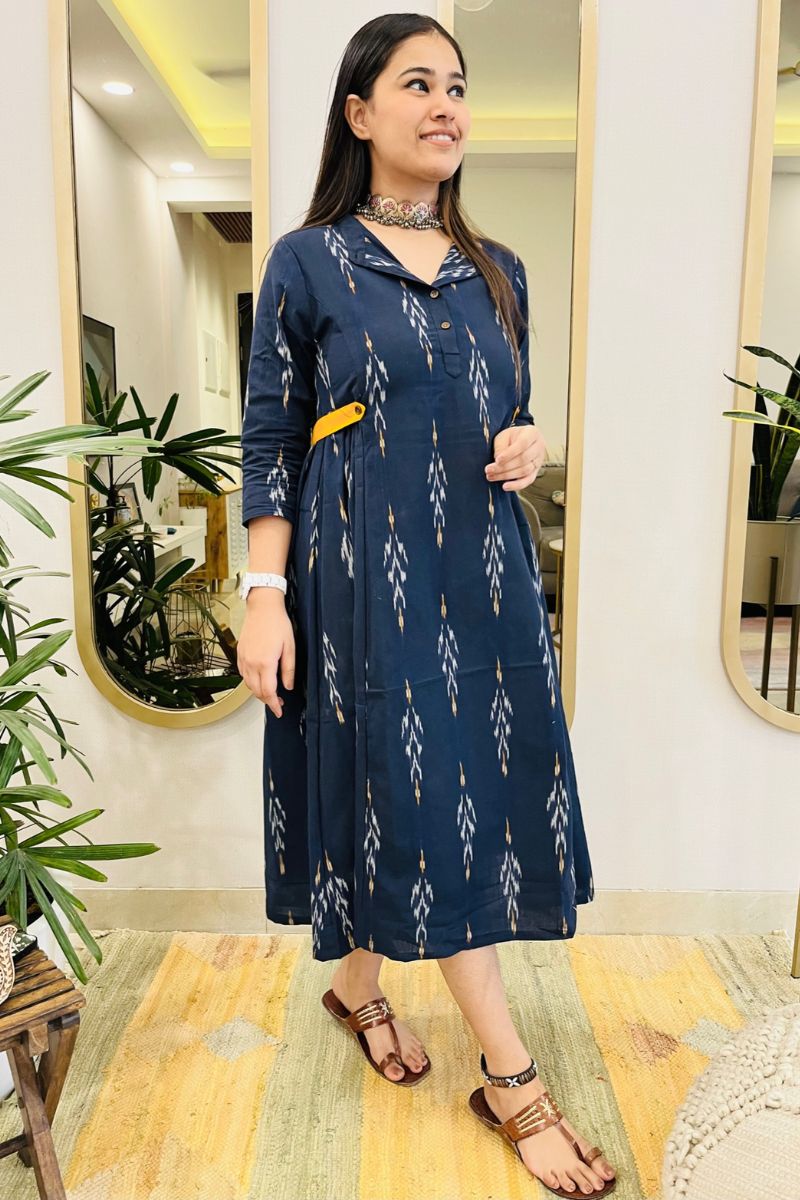 NAVY IKAT BOHO DRESS - salesmania