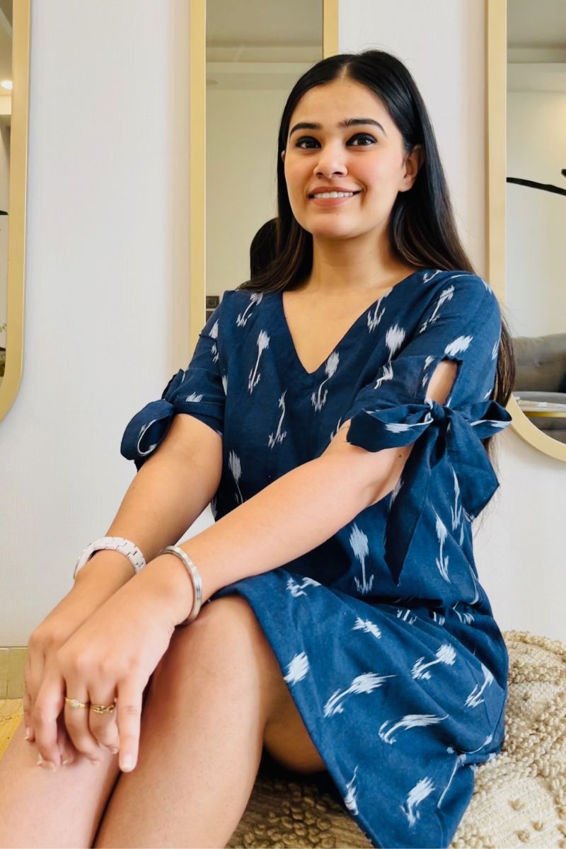 NAVY IKAT SHIFT DRESS - salesmania