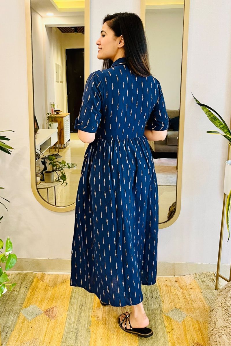NAVY IKAT SHIRT DRESS - salesmania