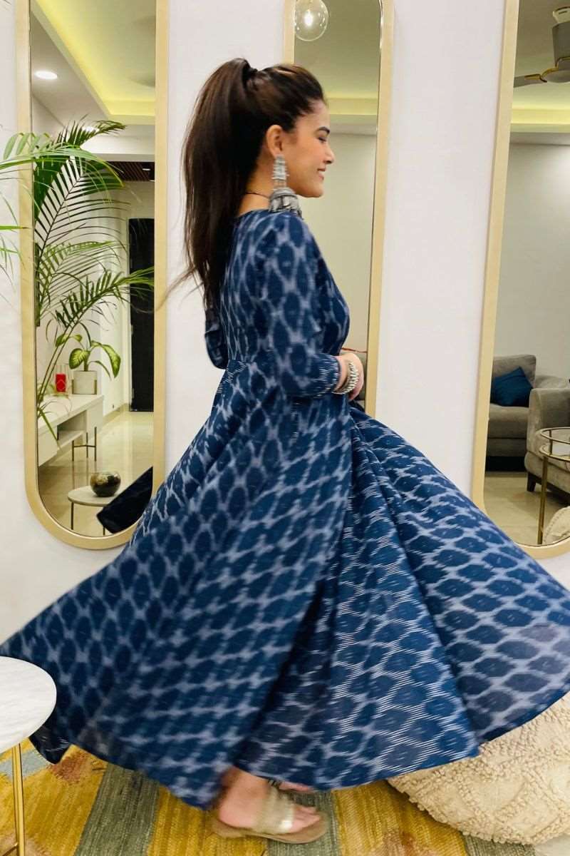 NAVY IKAT TWIRL DRESS - salesmania