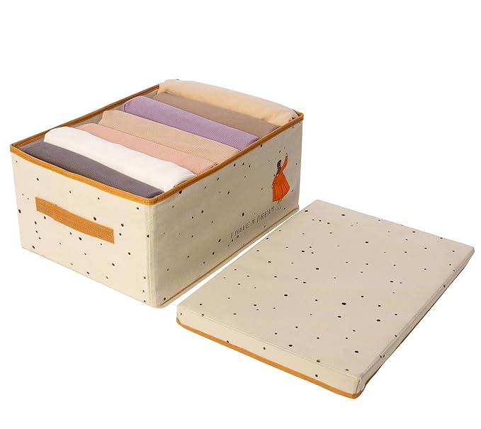 Non - Woven Clothes Storage Box Drawer Divider Basket (Beige Print) - salesmania