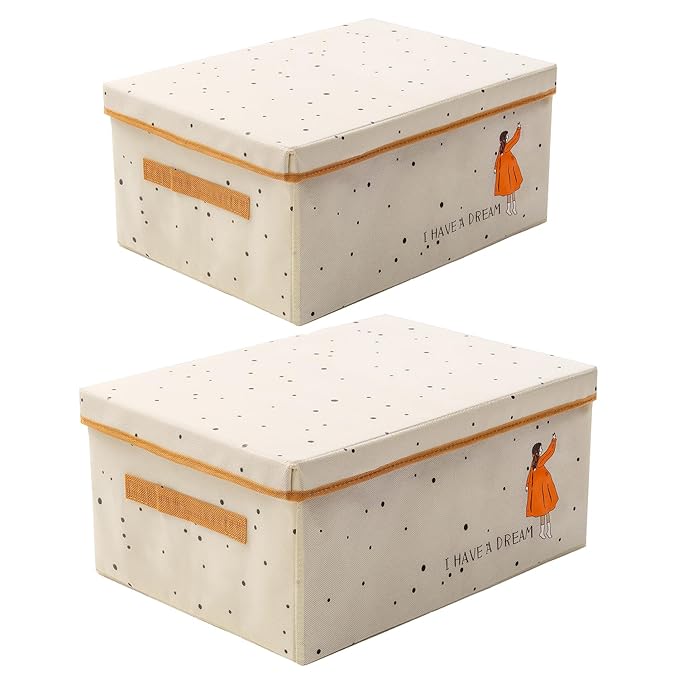 Non - Woven Clothes Storage Box Drawer Divider Basket (Beige Print) - salesmania