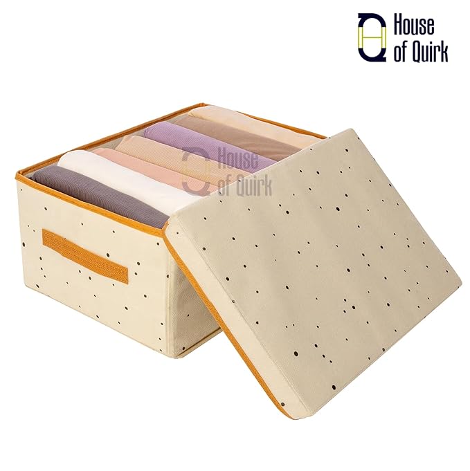 Non - Woven Clothes Storage Box Drawer Divider Basket (Beige Print) - salesmania