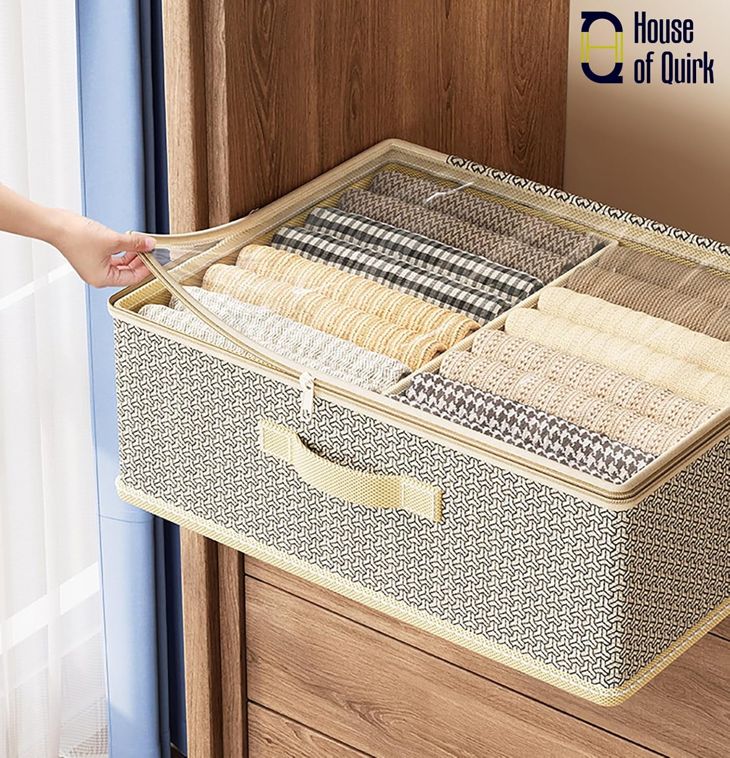 Non - Woven Fabric Zipper Storage Box (Grey Pattern) - salesmania