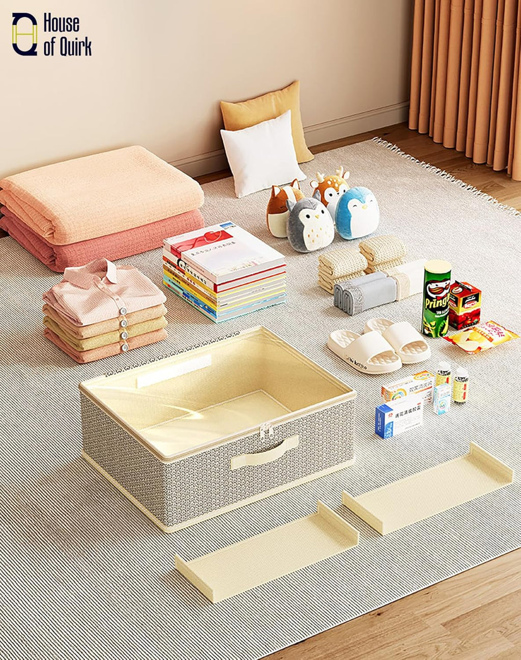 Non - Woven Fabric Zipper Storage Box (Grey Pattern) - salesmania