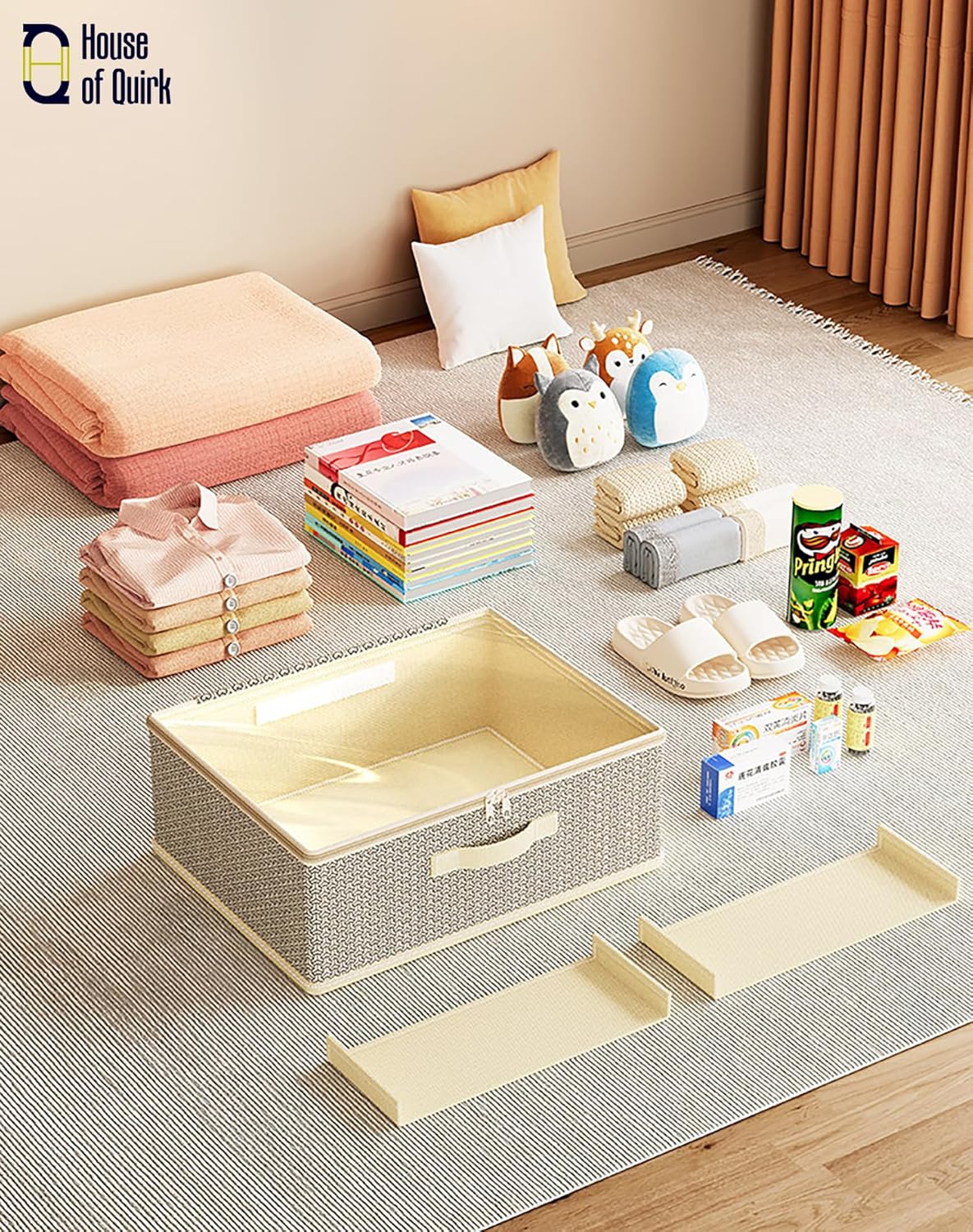 Non - Woven Fabric Zipper Storage Box (Grey Pattern) - salesmania