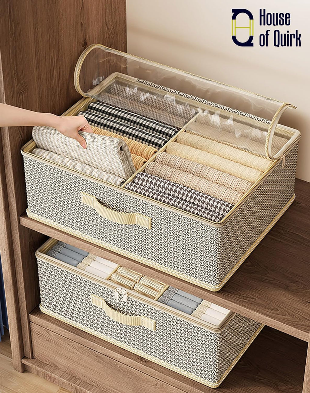 Non - Woven Fabric Zipper Storage Box (Grey Pattern) - salesmania