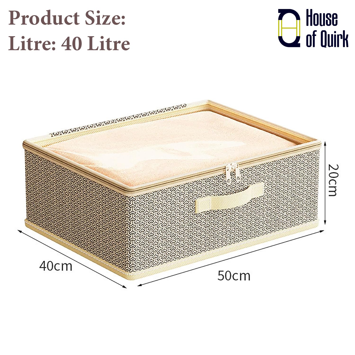 Non - Woven Fabric Zipper Storage Box (Grey Pattern) - salesmania