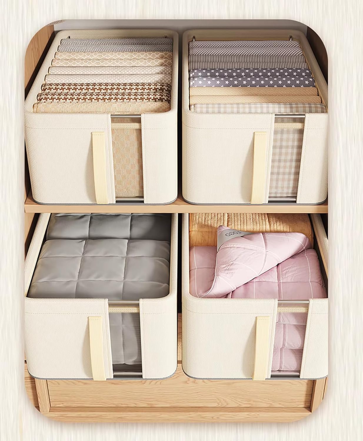 Oxford Cloth Foldable Storage Containers with Mesh Window - Small (Grey) - salesmania