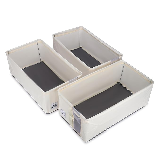 Oxford Cloth Storage Bins Closet & Wardrobe Shelves (Small Beige) - salesmania