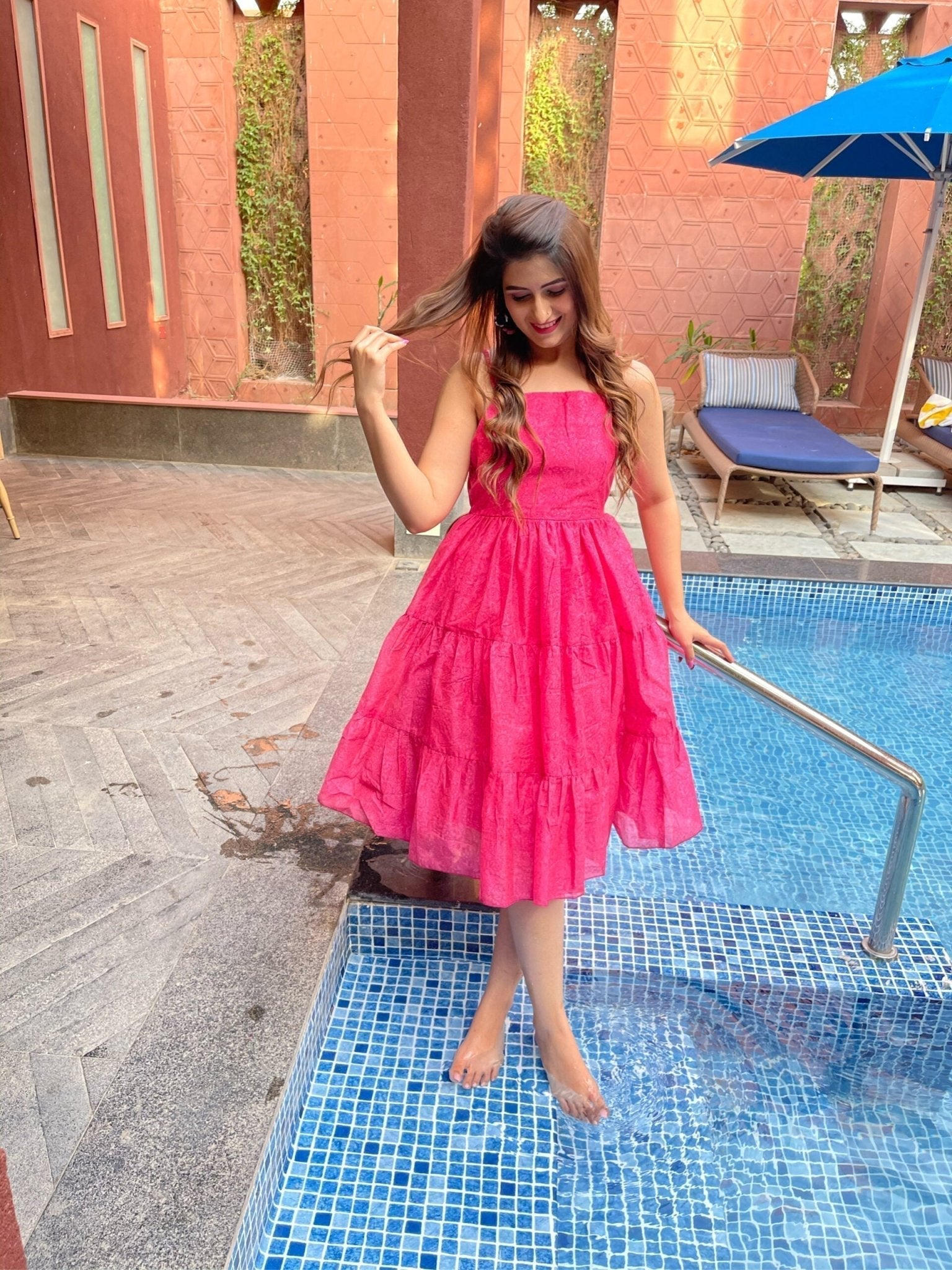 pink chanderi dress - salesmania