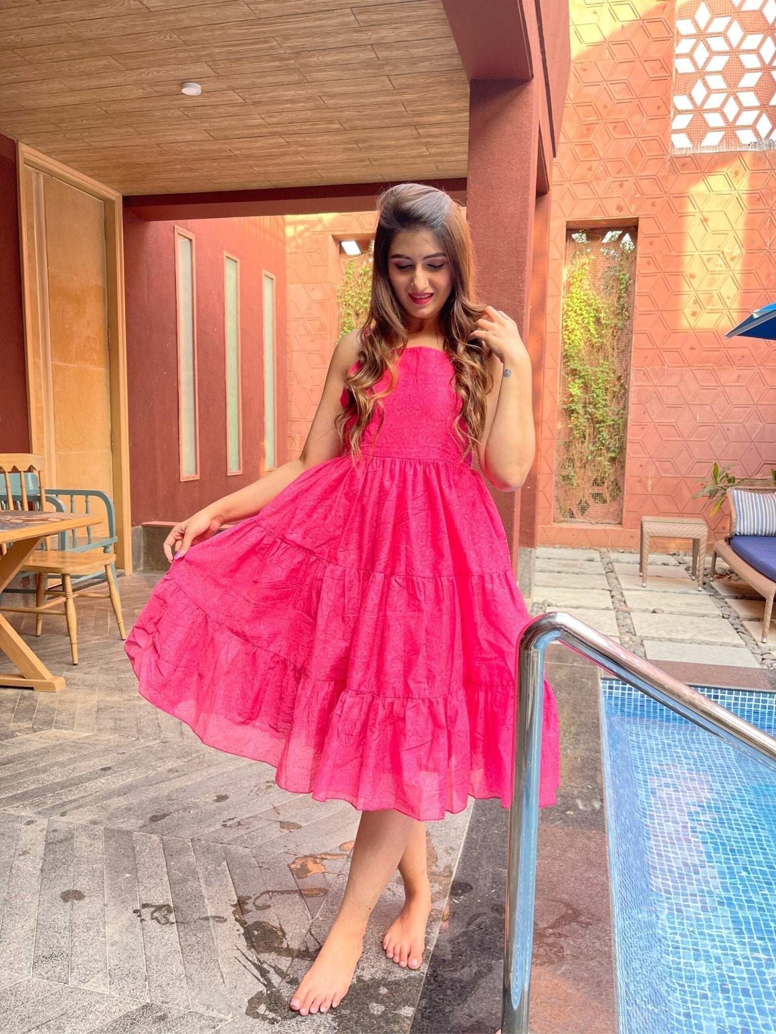 pink chanderi dress - salesmania