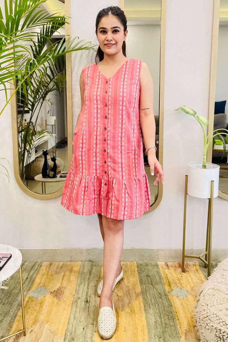 PINK EMBROIDERED SHIRT DRESS - salesmania