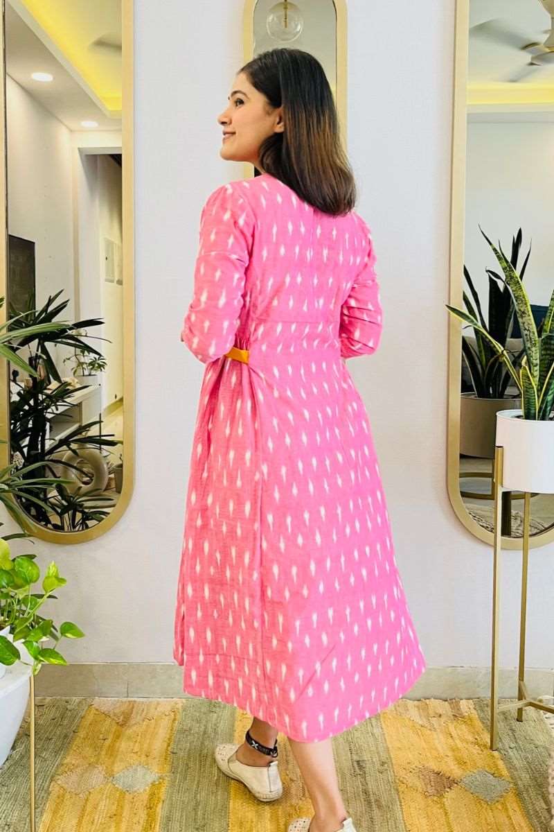 PINK IKAT BOHO DRESS - salesmania