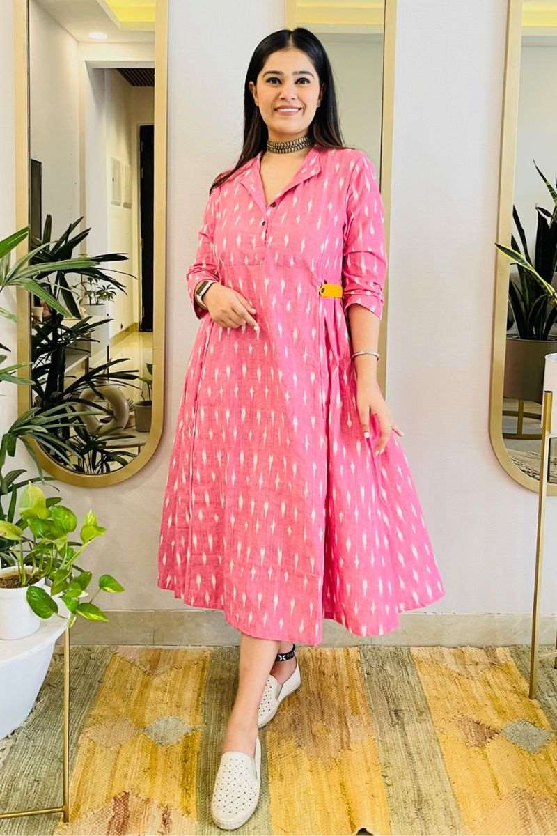 PINK IKAT BOHO DRESS - salesmania
