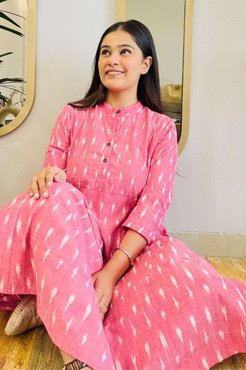 PINK IKAT BOHO DRESS - salesmania