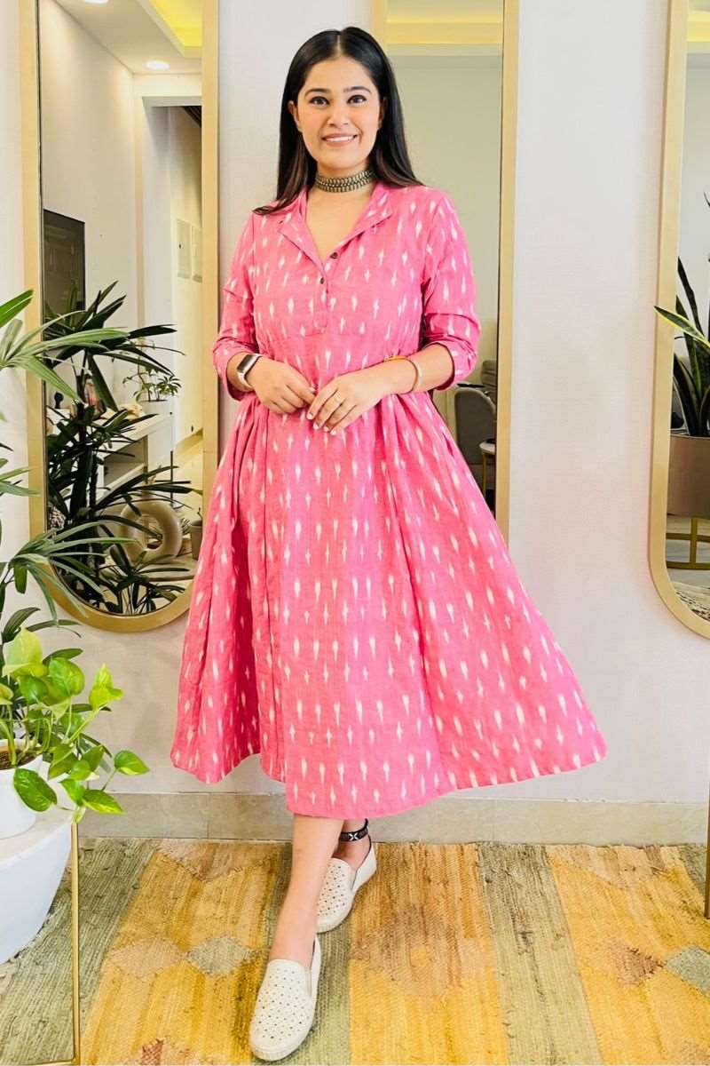 PINK IKAT BOHO DRESS - salesmania