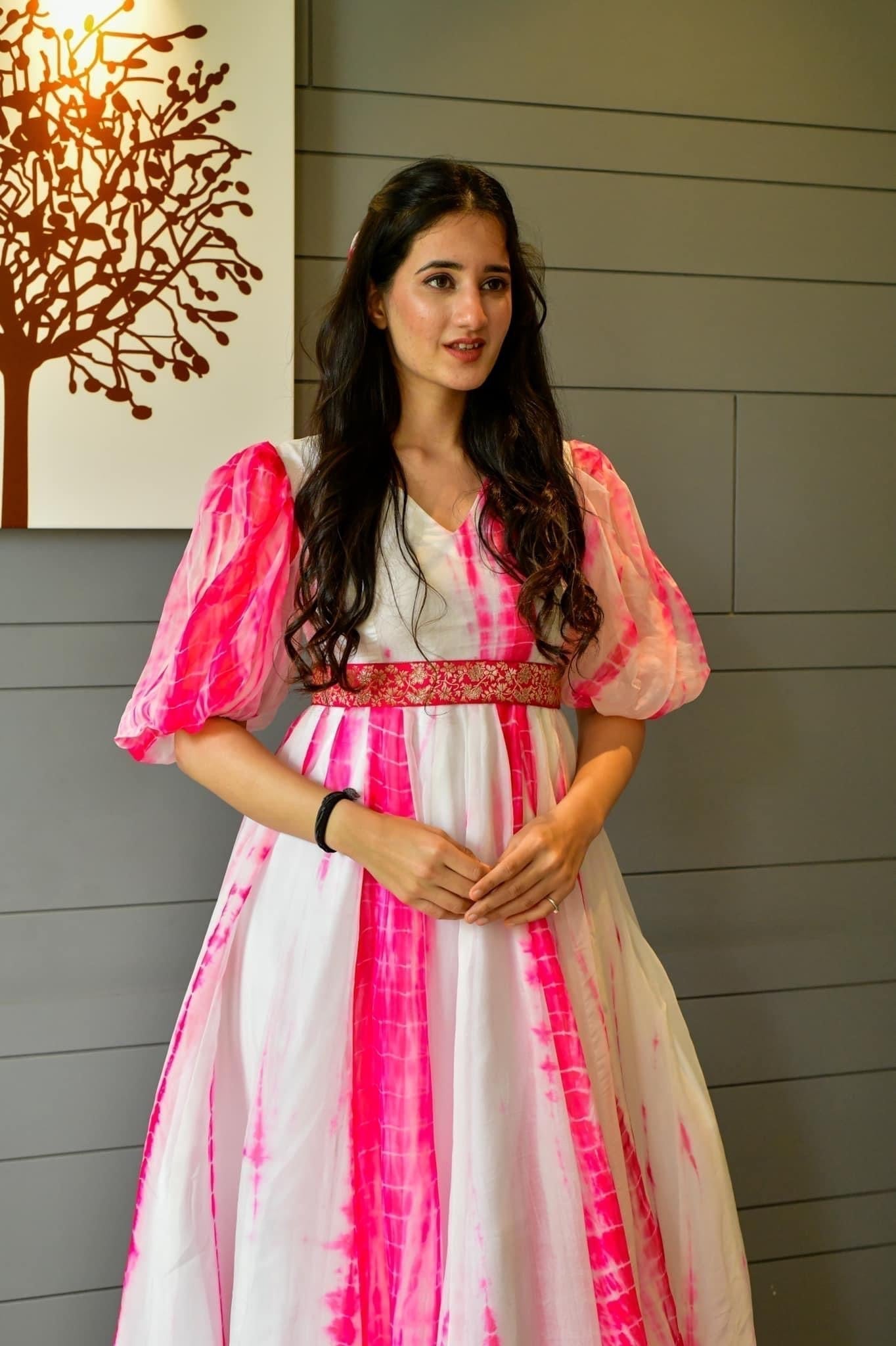 pink organza shibori dress - salesmania