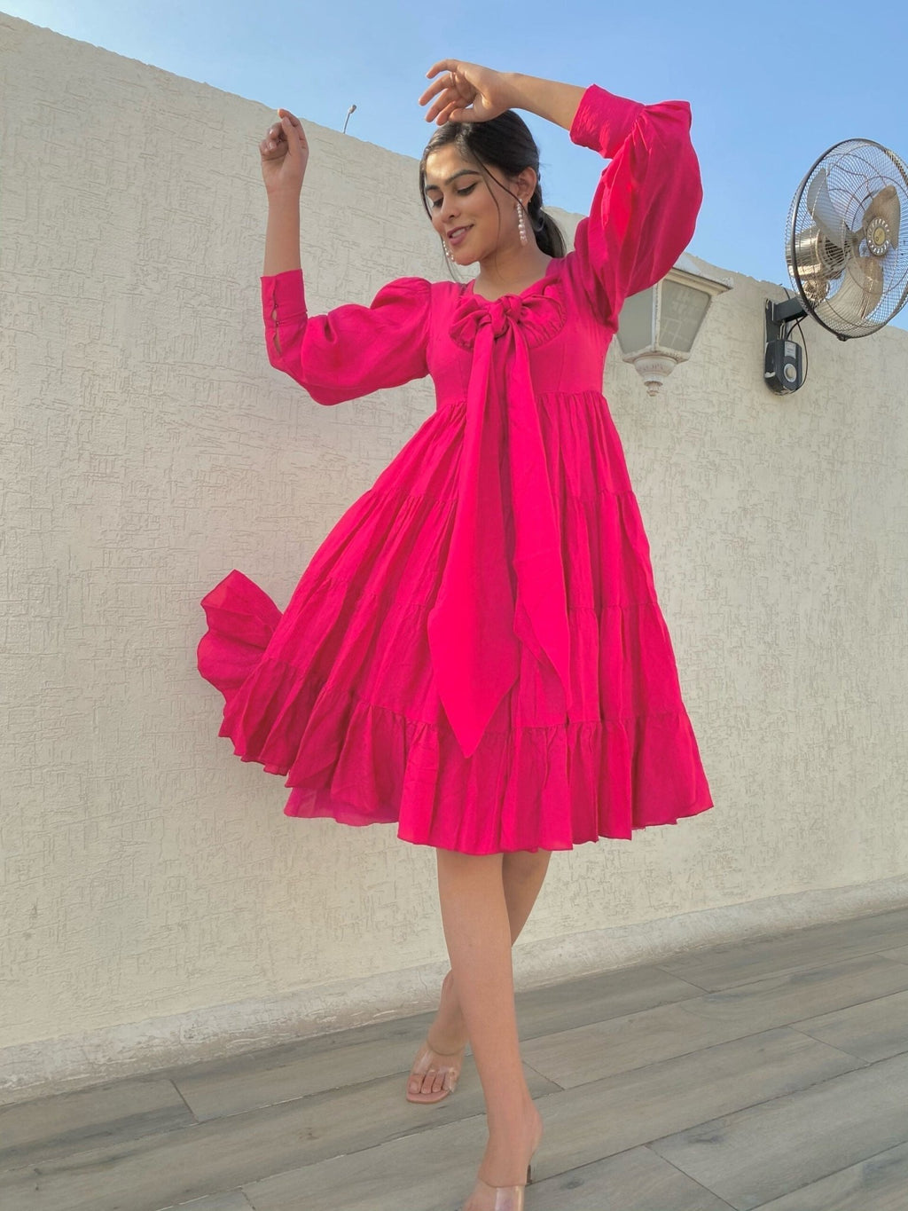 pink silk knee length - salesmania