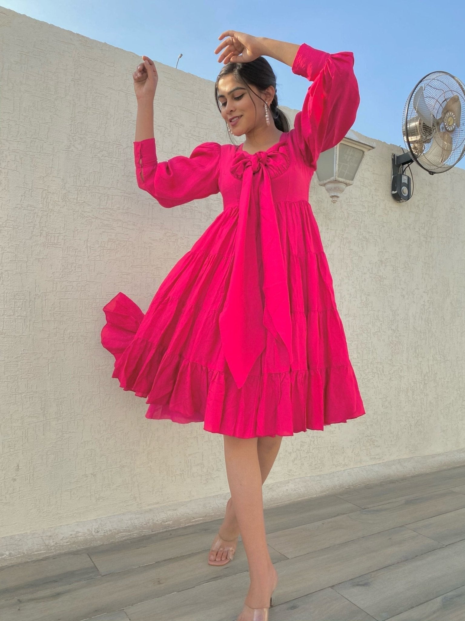 pink silk knee length - salesmania