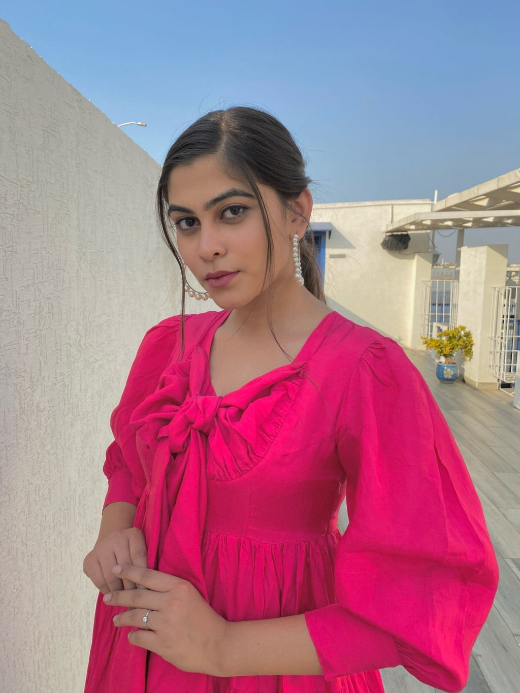 pink silk knee length - salesmania