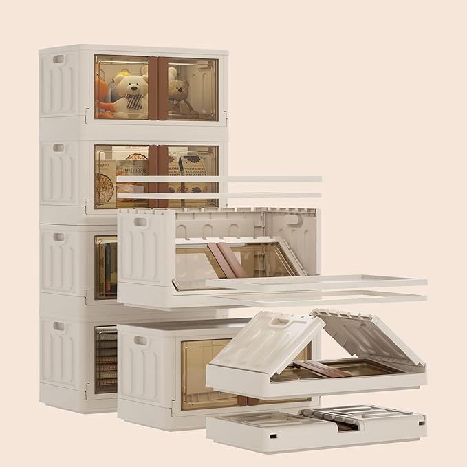 Plastic Storage Bins for Closet Organizers 72Litre (Beige) (Set of 1) - salesmania