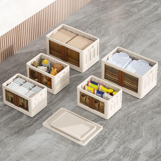 Plastic Storage Bins for Closet Organizers 72Litre (Beige) (Set of 1) - salesmania