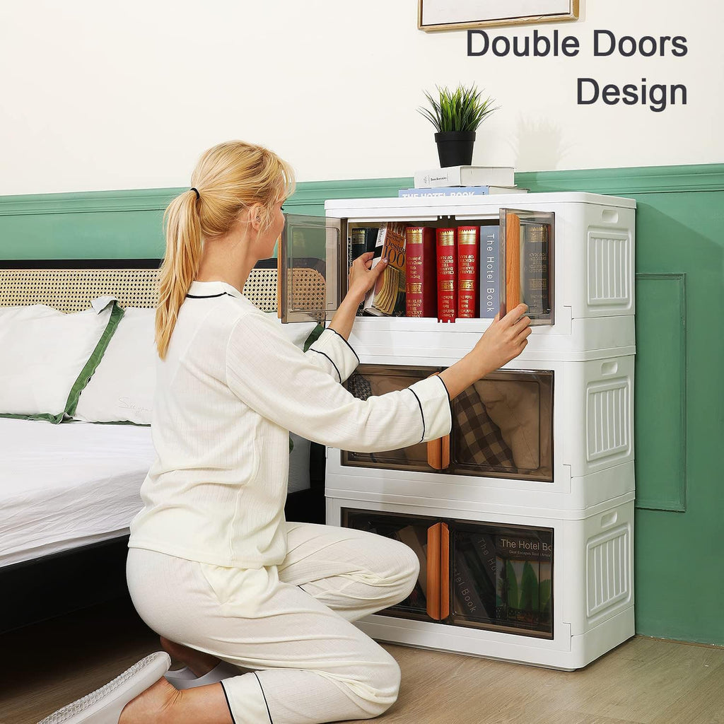 Plastic Storage Bins for Closet Organizers 72Litre (Beige) (Set of 1) - salesmania