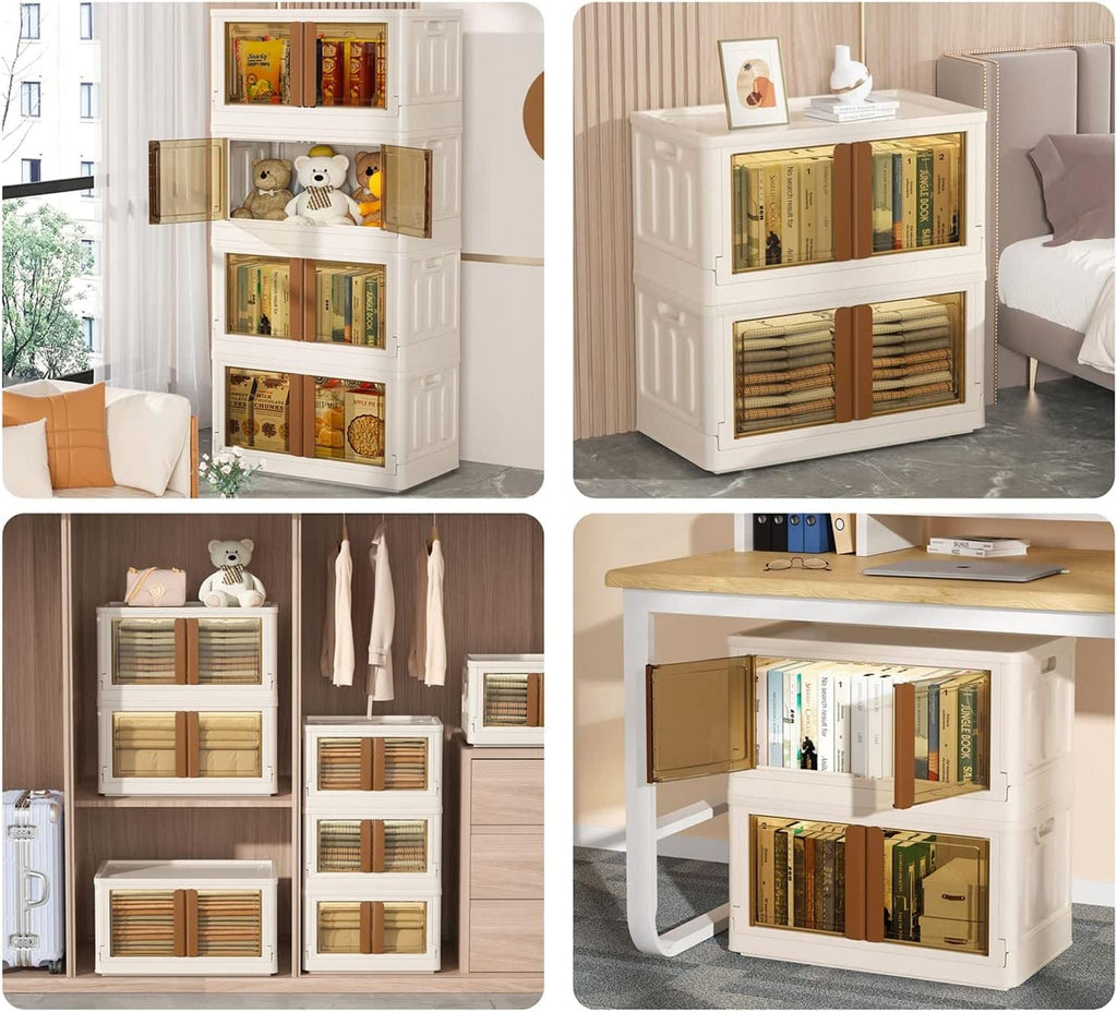 Plastic Storage Bins for Closet Organizers 72Litre (Beige) (Set of 1) - salesmania