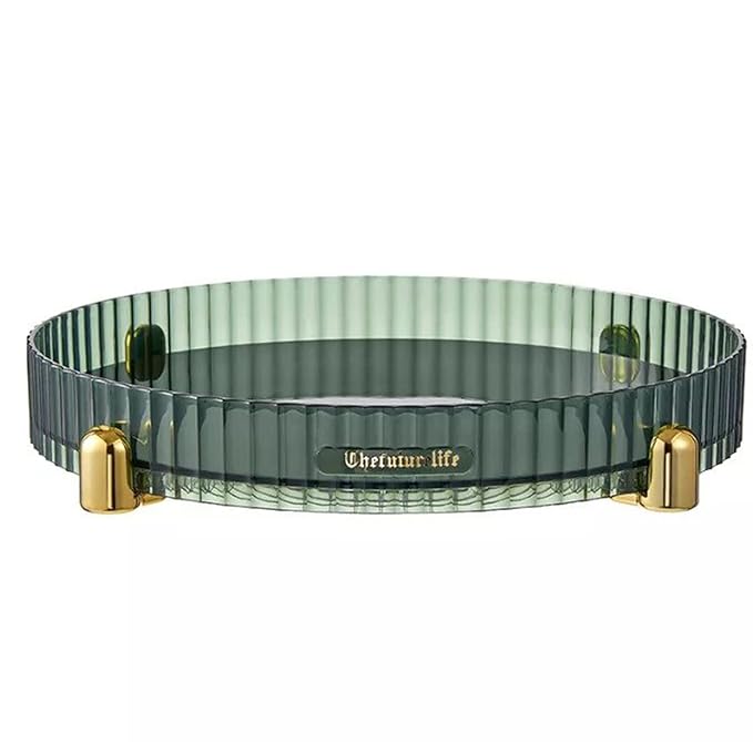 Plastic Turntable Cabinet Organizer,Rotating Storage (Green, Medium) - salesmania