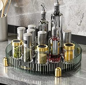 Plastic Turntable Cabinet Organizer,Rotating Storage (Green, Medium) - salesmania