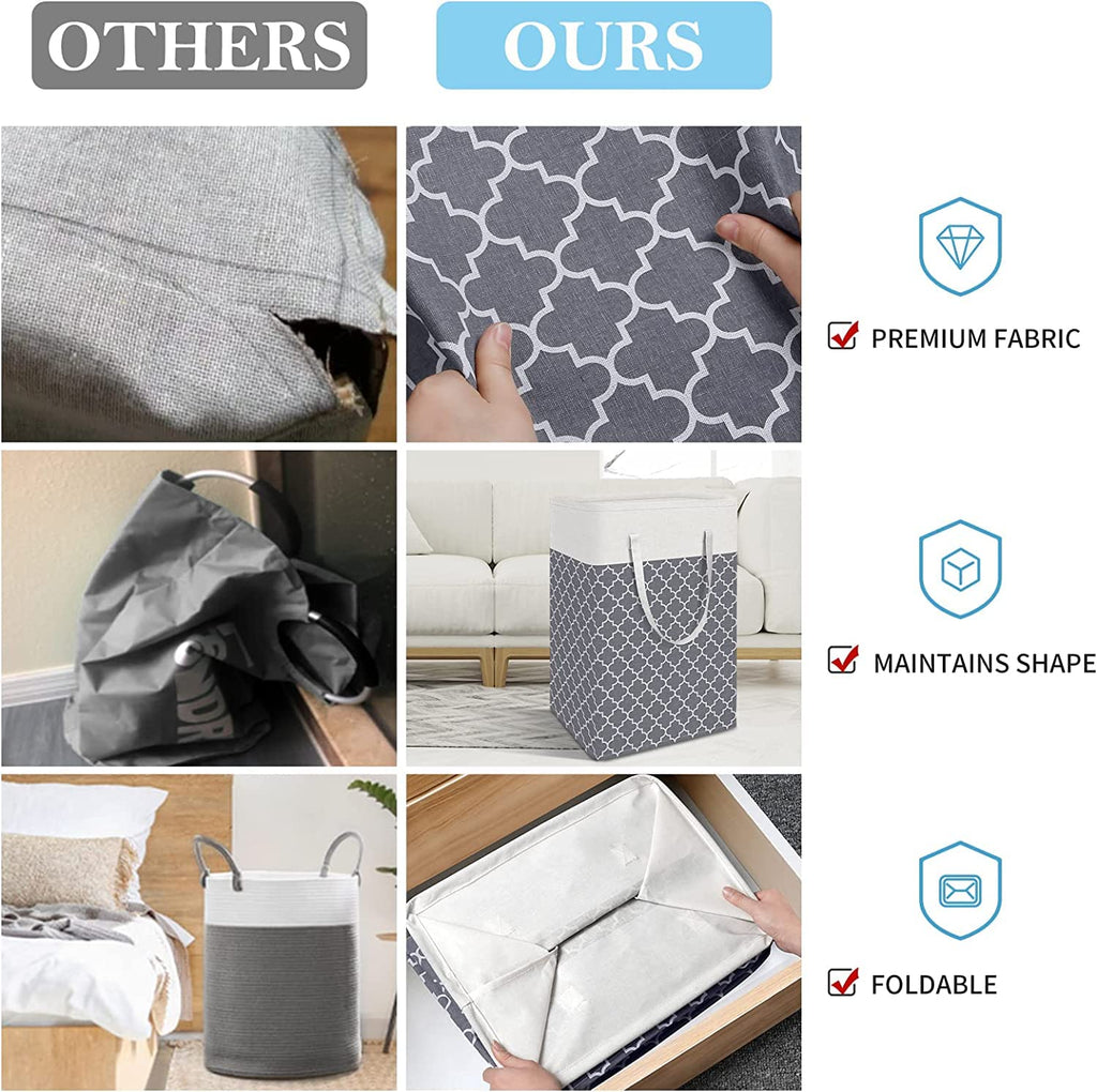 Printed Laundry Hamper 75L Collapsible Clothes Organizer - salesmania