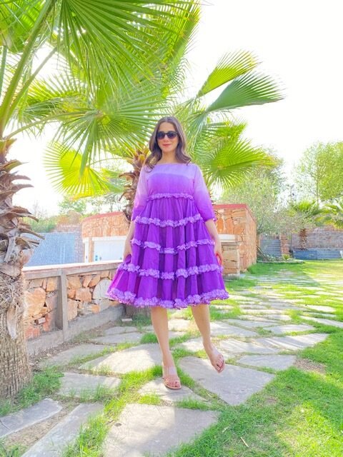purple ombre chanderi dress - salesmania