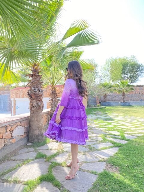 purple ombre chanderi dress - salesmania