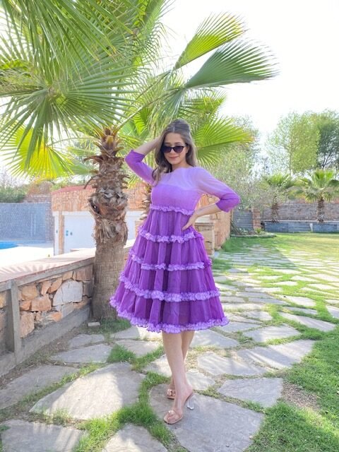 purple ombre chanderi dress - salesmania