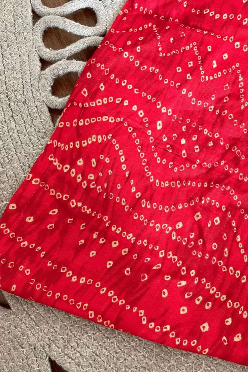 RED BANDHANI SLIT DRESS - salesmania