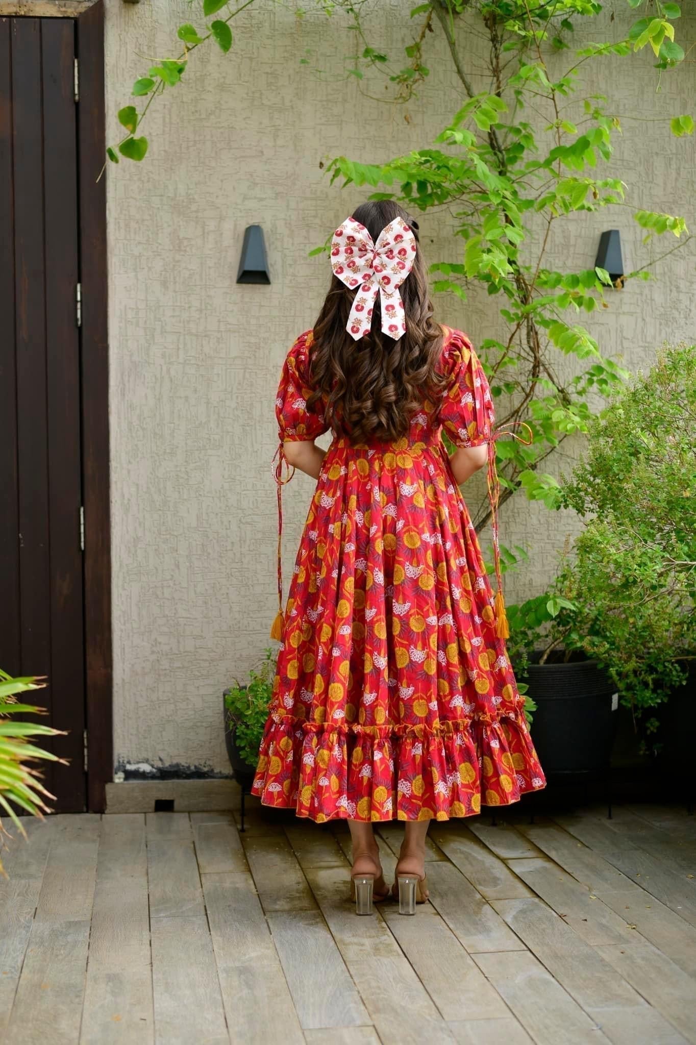 red marygold cotton dress - salesmania