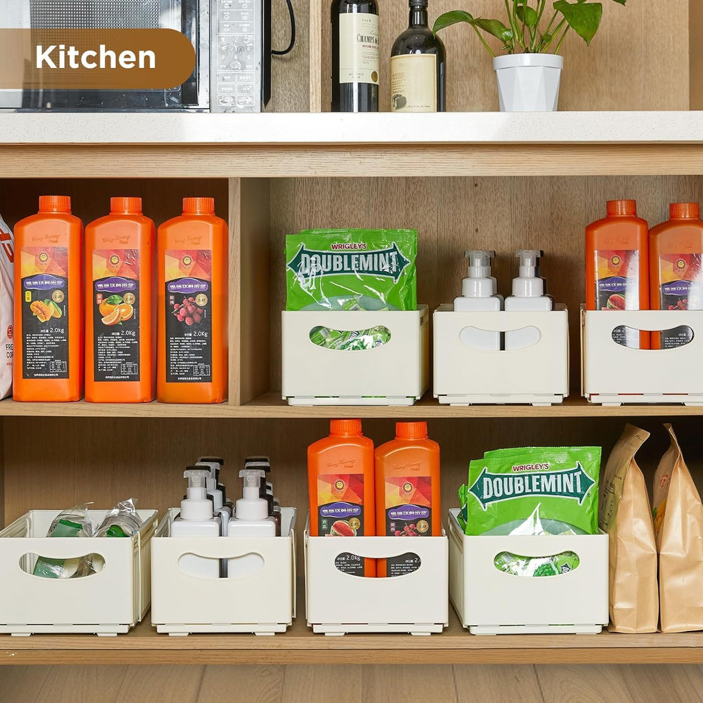 Retractable Plastic Storage Bins With Handles - Small - salesmania