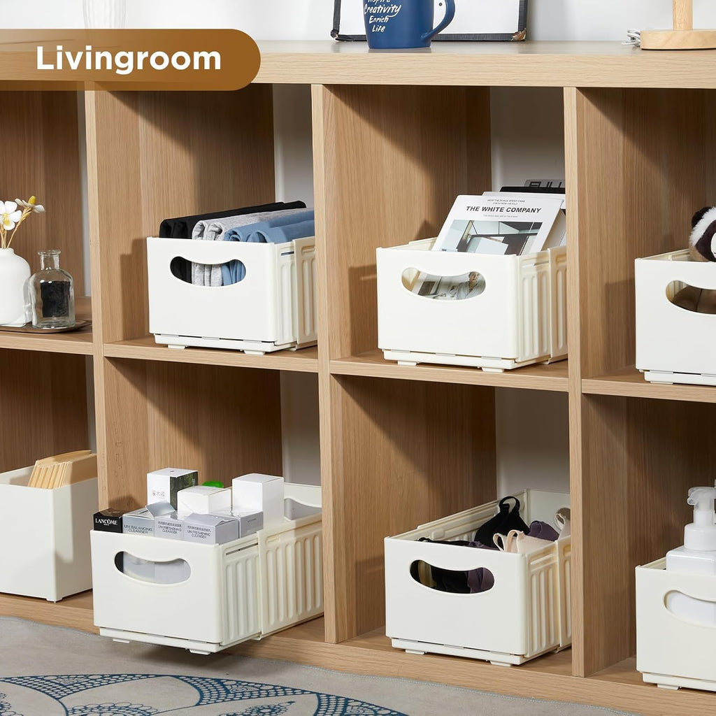 Retractable Plastic Storage Bins With Handles - Small - salesmania