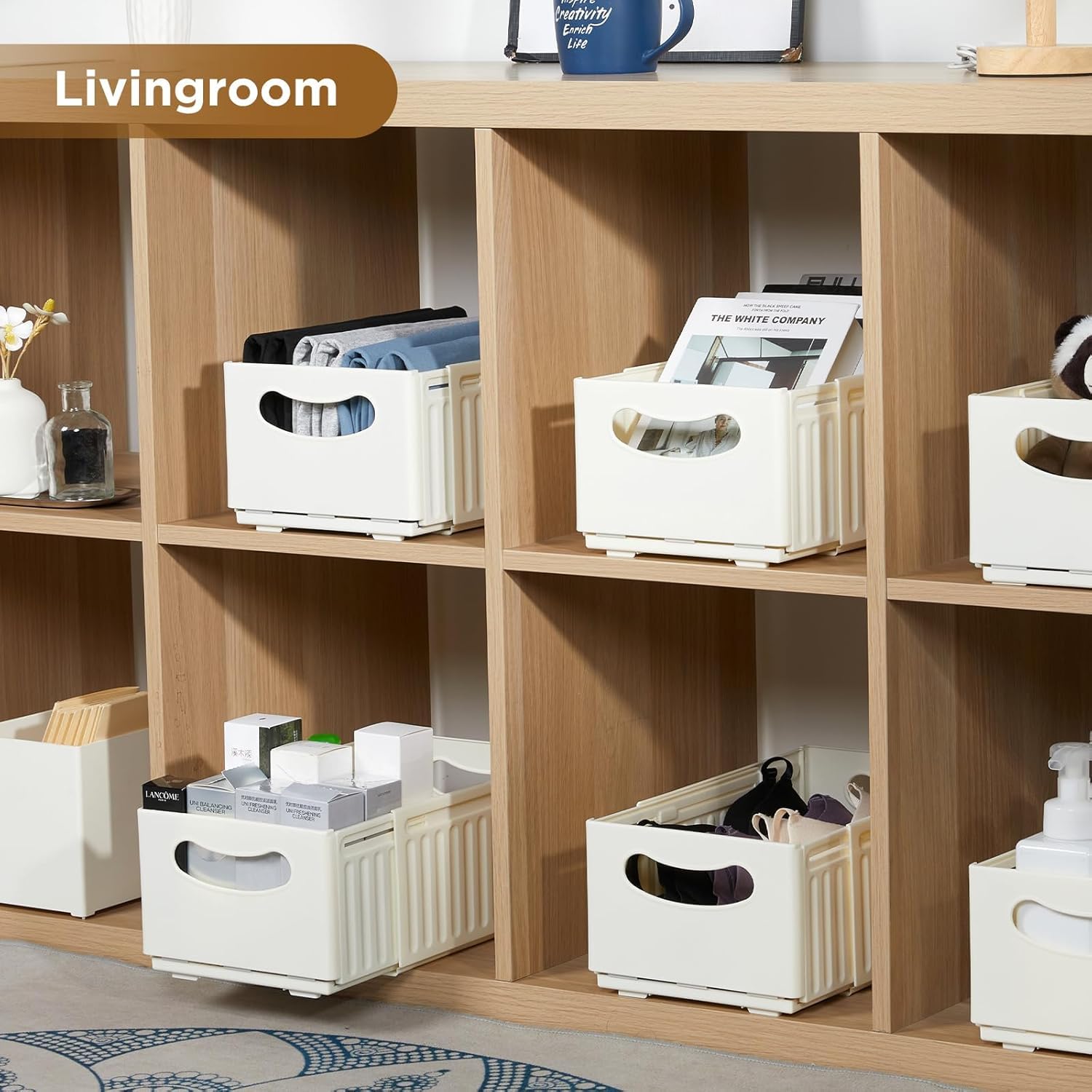 Retractable Plastic Storage Bins With Handles - Small - salesmania