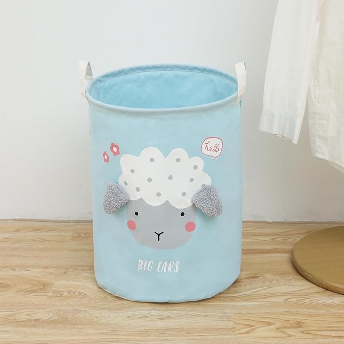 Round Laundry Basket Cute Cartoon Cloth Storage (Toys) - salesmania