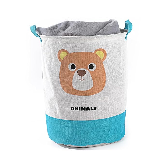 Round Laundry Basket Cute Cartoon Cloth Storage (Toys) - salesmania