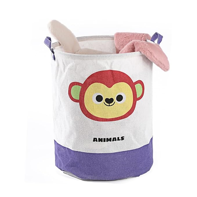 Round Laundry Basket Cute Cartoon Cloth Storage (Toys) - salesmania