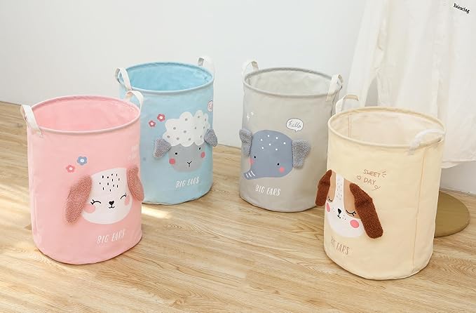 Round Laundry Basket Cute Cartoon Cloth Storage (Toys) - salesmania