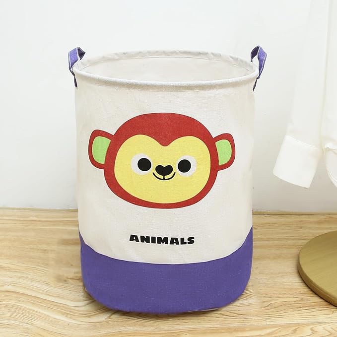 Round Laundry Basket Cute Cartoon Cloth Storage (Toys) - salesmania