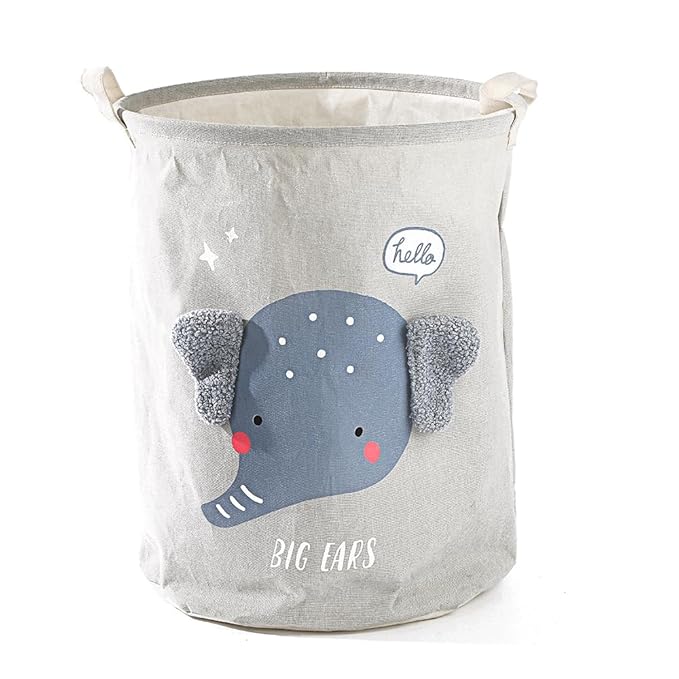 Round Laundry Basket Cute Cartoon Cloth Storage (Toys) - salesmania