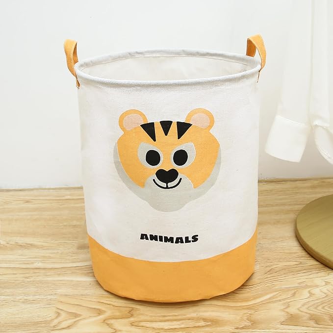 Round Laundry Basket Cute Cartoon Cloth Storage (Toys) - salesmania